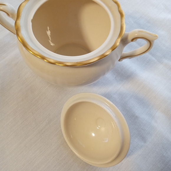 Old Ivory Gold Rim Cream & Sugar Syracuse China -SEE PHOTOS- Tiny Chip - Picture 12 of 16